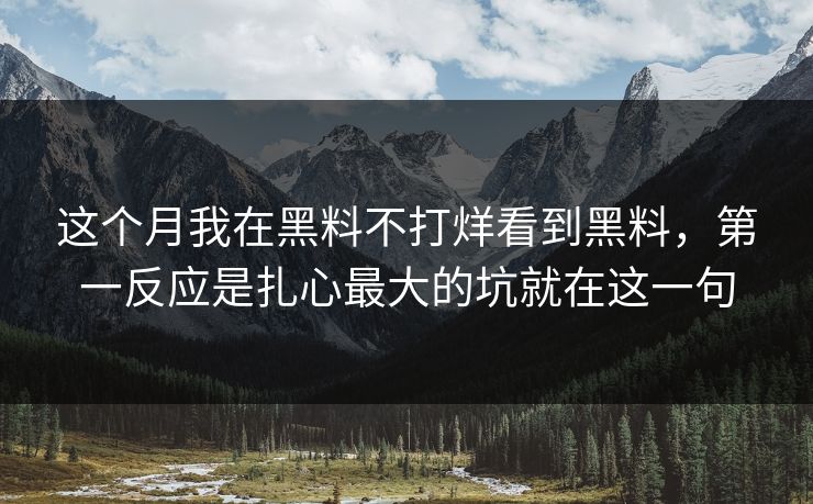 这个月我在黑料不打烊看到黑料，第一反应是扎心最大的坑就在这一句