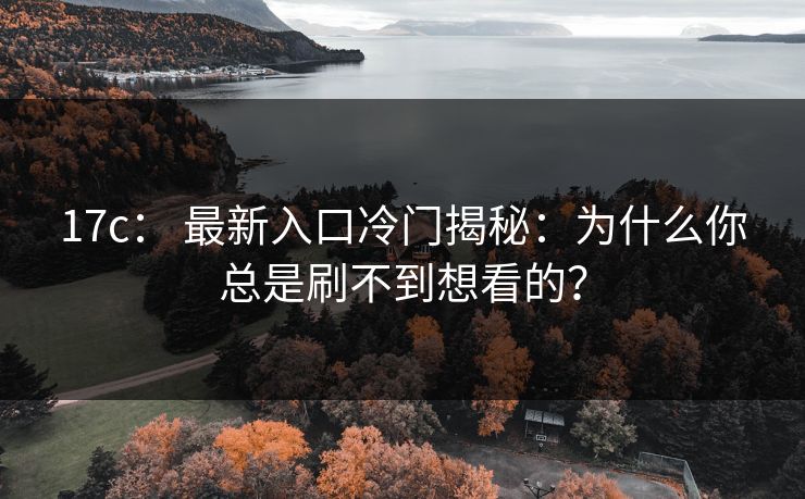 17c： 最新入口冷门揭秘：为什么你总是刷不到想看的？