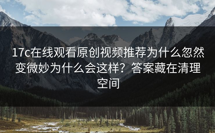 17c在线观看原创视频推荐为什么忽然变微妙为什么会这样？答案藏在清理空间
